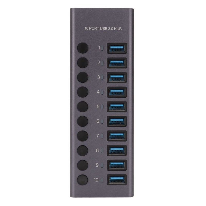 10 Port USB3.0 Hub Splitter Independent Power Supply Charging Data