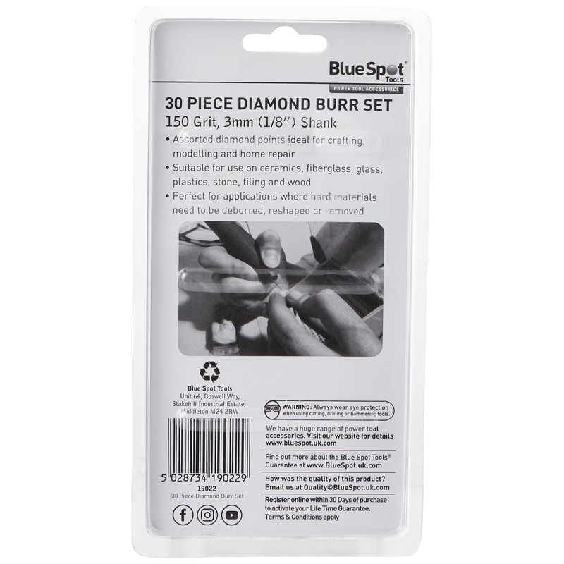 Blue Spot 19022 Diamond Burr Set (30 Pieces)