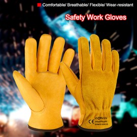 Xndryan Gardening Gloves for Men Women, Thornproof Gardening Gloves Heavy Duty Garden Gloves Men Welding Gloves Comfortable Breathable Women Gardening Gloves Leather Working Gloves