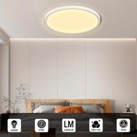 LQWELL® Ceiling Light LED Ceiling Light, IP44 Waterproof Bathroom Lamp Round Flat 24 W 3000 K 2400 LM Modern Simple Lamp Thin for Living Room Bathroom Bedroom Kitchen Balcony Cellar Office 300 x 25 mm