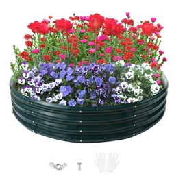 XGMDD Round Metal Raised Garden Bed Painted in Green Appearance - Perfect for Decorating The Garden and Efficient Gardening Experience in Backyard or Garden (4FT Diameter)