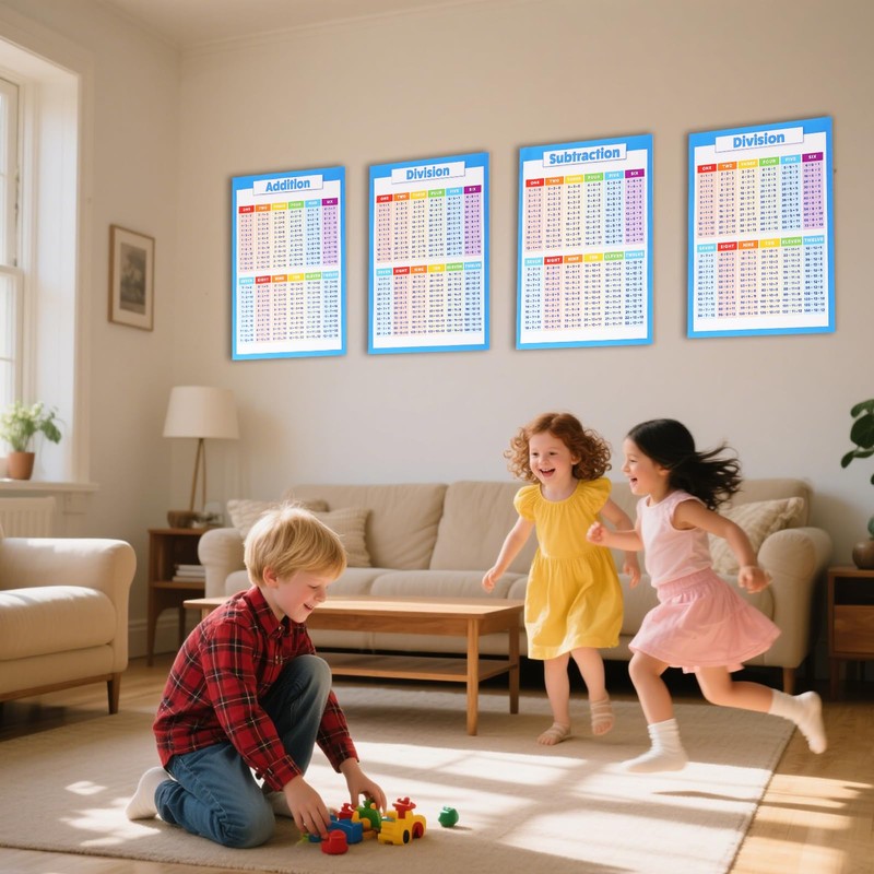 6 Pieces Elementary Math Multiplication Division Addition Subtraction Educational Poster