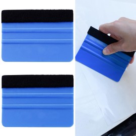 2Pcs Plastic Felt Edge Squeegee,Felt Edge Squeegee, Vinyl Squeegee with Felt, Car Vinyl Wrap Applicator Scraper, Felt Squeegee Applicator Tool, Felt Edge Squeegee Car Wrapping Tool (blue)