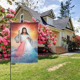 YISHOW Divine Mercy Jesus Christian Garden Flag Double Sided Vertical Lord Faith Christian Religious House Flags Yard Signs Outdoor Decor 12.5"X18"