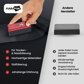 Marapon® Squeegee for window and car films for sun protection, high-quality squeegee with gentle felt edge, foiling tool for films, car accessories