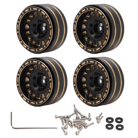 4PCS 1.2 Inch Brass Beadlock Wheel Rim Set 35.5mm Wheel Hub for SCX24 FMS24 1/24 RC Car