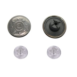 Trimming Shop 17mm Jean Buttons with Aluminium Back Pins Replacement Tack Button Fasteners for Trouser, Skirt, Denim Jackets, Gunmetal with 8 Stars, 8pcs