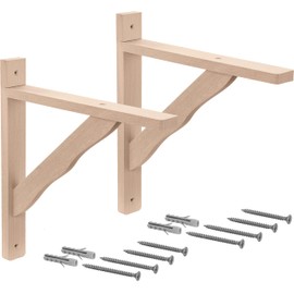 Gedotec Wooden Console Made of Beech, Shelf Holder Suitable for Bookshelves, 230 x 170 mm, BORK, Shelf Bracket Made of Solid Natural Wood, Load Capacity up to 20 kg, Pack of 2 Heavy Duty Brackets for