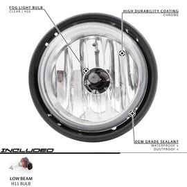 EPIC LIGHTING Halogen Replacement Spec Fog Lights Clear Lens Compatible with FREIGHTLINER 00-15 COLUMBIA [ FL2592104 A0675742000 A0632497000 ] Pair