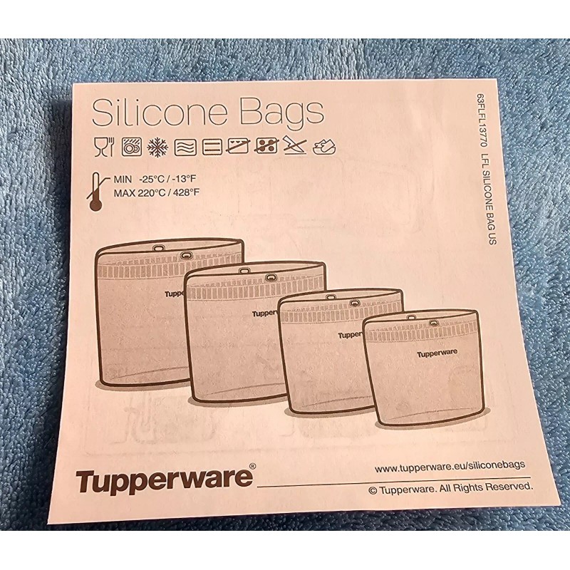 Tupperware THE ULTIMATE SILICONE BAGS SET of 4/Oven, Microwave,Free