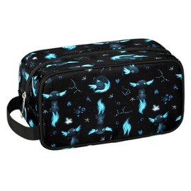 LLCXCSI Boys Travel Toiletry Bag Black Axolotl Kids Waterproof Hanging Dopp Kit, Wash Bag with Large Capacity for Travel, Sports, Shower