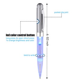 Yacig Pen With Light, 2pieces Light Up Pen,Battery Powered Light Color Changing Ballpoint Pens 7 In 1 Multicolor Lighted Tip Pen Glow Pen Lights for Writing in The Dark