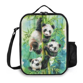 Ximjoju Insulated Lunch Bag, Reusable Portable Lunch Box With Shoulder Strap, Panda Lunch Bag, Funny Cute Bento Lunchbox Cooler Thermal Meal Tote Kit
