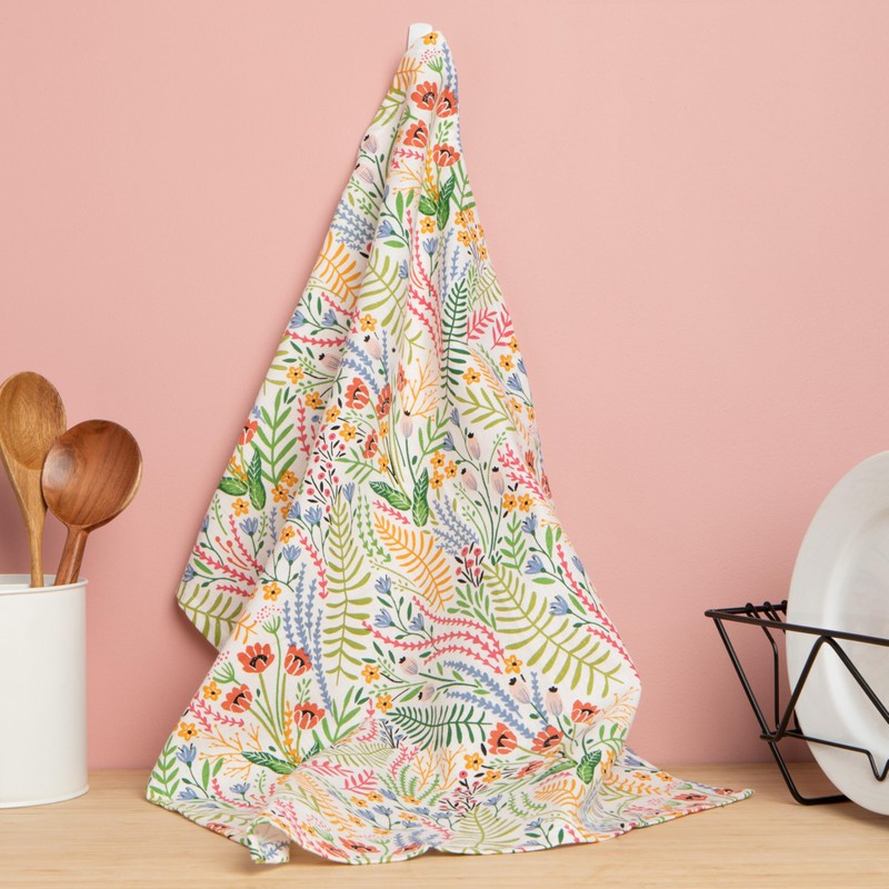 Jubilee Bouquet Printed Cotton Dishtowel
