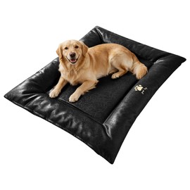 SOMAHE Waterproof Leather Dog Bed Mat, 35.4 x 27.6 Inches, Black