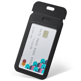 Pawfly 1 Pack Sliding ID Badge Holder Hard Black Vertical Plastic Card Case Protector Pouch with Clear Window for Office School ID Credit Cards Proximity Key Cards Driver’s Licenses and Passes