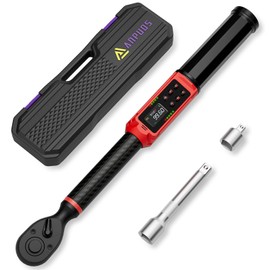 ANPUDS Digital Torque Wrench 3/8 Drive, Carbon Fiber Tube, 1.5-99.6Ft.lb/2-135Nm, ±1% Accuracy, Electric Torque Wrench Set with 3/8" to 1/2" Adapter, 125mm Extension Bar for Bike & Motorcycle