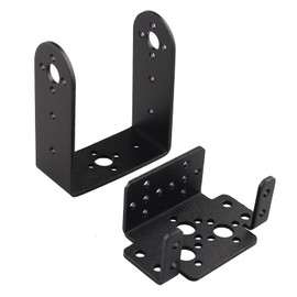 Jopto 2 Set Servo Motor Bracket, 2 DOF Short Pan and Tilt Servos Bracket Sensor Mount Kit Compatible with MG995 (Multi-Function Servo Motor Bracket + U-Shaped Bracket + Screws)