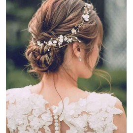 YERTTER - Diademas de perlas hechas a mano con cristales para bodas, fiestas, accesorios para el pelo para mujeres y novias (oro)