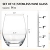 UMI UMIZILI Stemless Wine Glass Set of 12, 14OZ Wine