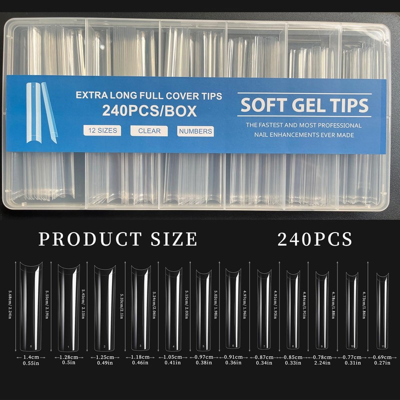 Pack of 240 Tips for Gel Nails, Nail Tips, Tips
