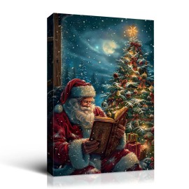 Warm Christmas Gift Santa Claus Canvas Wall Painting - the Ideal Choice for Decorating Holiday Living Rooms and RoomsColor: multi color, Size: 36*24 inch