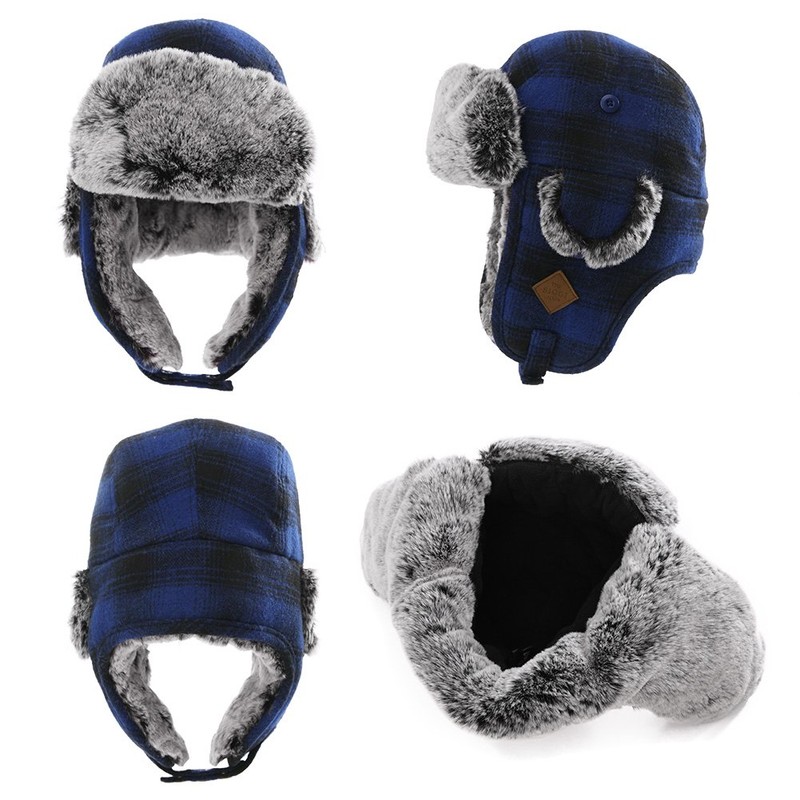 Comhats Trapper Hat Aviator Earflap Hat Faux Fur Warm Winter