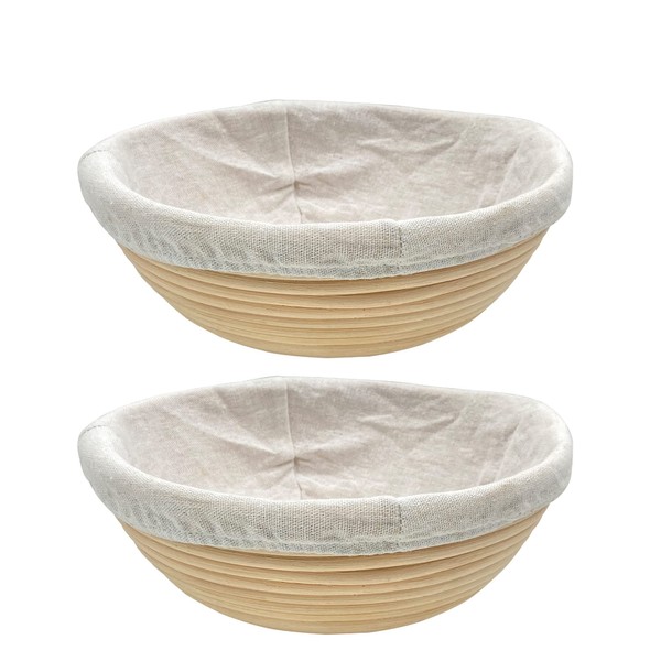 2pcs 10" Round Banneton Proofing Basket Round Bread Brotform with