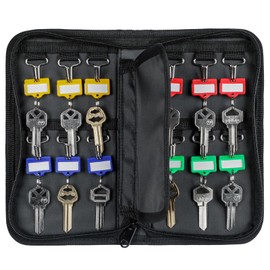 Pawfly Zippered Key Case Organizer Waterproof and Fireproof Key Binder with 24 Hooks and Tags Portable Key Storage Book for Offices Real Estate Agencies Hotels and Rental Management