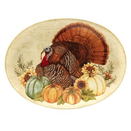 Certified International 22749 Autumn Fields Oval Turkey Platter 18" x 13.5" Servware, Serving Accessories, One Size, Multicolored