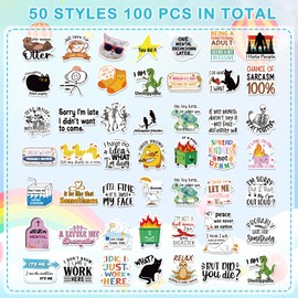 Thrist Funny Sarcastic Stickers - 100PCS Funny Stickers for Books Water Bottles Laptop Phone Guitar Luggage Bumper Waterproof Vinyl Humor Sticker Decals for Teens Women Men