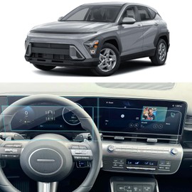 LANTU 4PCS Car Screen Protector for Hyundai Kona 2024 2025 SE, SEL, N Line Accessories Navigation & Dashboard Nano Touchscreen Protector Film HD Clear Anti Fingerprint 12.3''