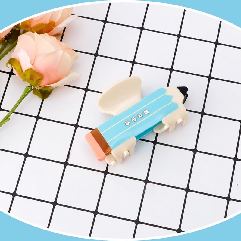 Aprince Acetate Pencil Hair Clips for Teachers&Students, Cute Blue Claw