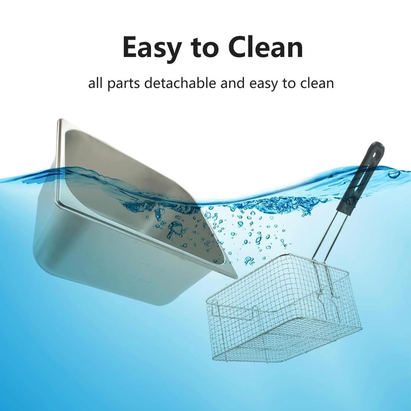 Electric Deep Fryer with Basket for Home Use, Countertop Commercial