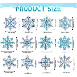 Wybtbm Diamond Painting Christmas 5D Snowflake Decoration Diamond Painting Pendant Key Ring Christmas Tree Window Hanging Winter Decor Ornaments Rhinestone Painting Kit DIY 12 Set