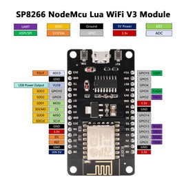 APKLVSR ESP8266 NodeMcu Lua WiFi V3 Module, NodeMcu Lua WiFi 2.4 GHz V3 Development Board with CH340 for Arduino IDE/Micropython, Pack of 3