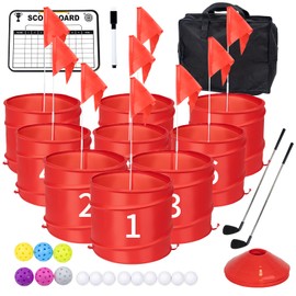 WodGod 9 Pcs Backyard Golf Outdoor Game with 2 Clubs-Outdoor Golf Yard Game for Practice, Golf Chipping Game for Adults and Family,Beach,Camping,Lawm,Park