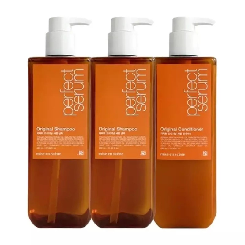 Mijon 미쟝센 퍼펙트 오리지널 세럼 샴푸 680ml x2+컨디셔너 Missha Perfect