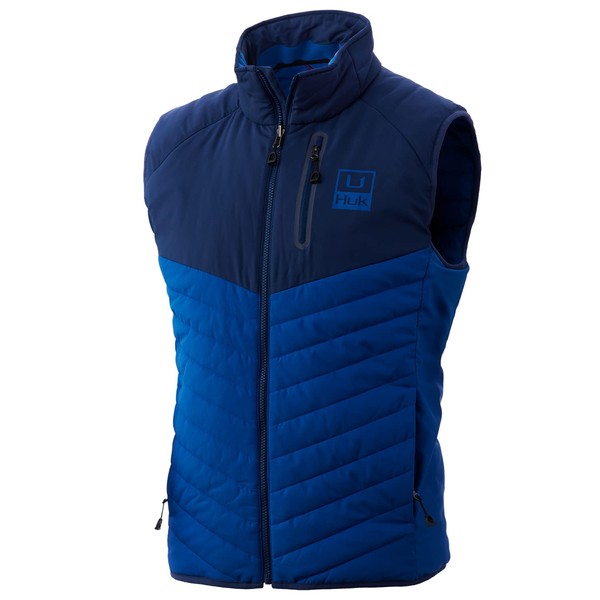 HUK Men's Standard ICON X Puffy Wind & Water Resistant Vest, Blue, Medium