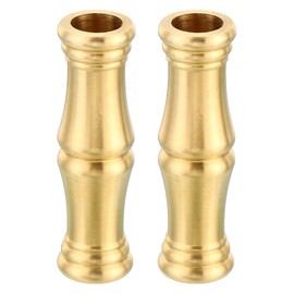 PATIKIL 15.5x54mm Solid Brass Lamp Neck, 2 Pack Threaded Turned Brass Spindle Slips Lamp Finial Pipe Coupling for Lamp Decoration