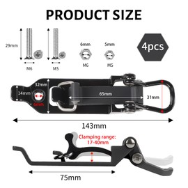 EXLECO 4 x 17-40 mm shovel holder, roof rack, shovel holder, axe holder, roof rack accessories, tension lock, rubber locking bearing, wall mounting brackets for trucks, cars, tools, spade, black