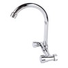 Wall Mount Kitchen Stainless Steel Smooth Surface 2 Handles Faucet