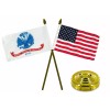 RFCO Army White & USA American Gold Staff Flags 4"x6" Desk Set Gold Base