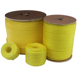 ATERET 3/8 Inch x 600 Feet Twisted 3-Strand Yellow Polypropylene Rope I 2,430 lbs. Tensile Strength I Lightweight & Heavy-Duty Synthetic Cord for DIY Projects, Marine, Commercial Use (3/8" x 600')