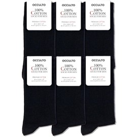 Occulto men 100% cotton socks pack of 6 (model: Roland) Black 6-8