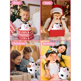 Cow Piggy Bank,Kids Money Bank for Boys,Cute Coin Bank Large Piggy Banks,Plastic Animal Banks Birthday for Boys Girls,Adult Coin Saving Boxes Home Decoration(White)