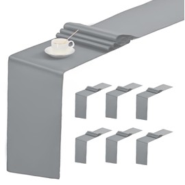 6 Pack Grey Table Runner ,Satin Table Runners, 12x72 Inch Silk Table Runner for Wedding Party Birthday Banquet Table Decoration