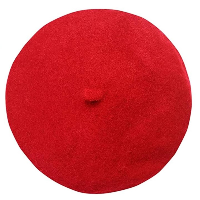 Teogneot Damen Baskenmützen, Breiter Damen Baskenmütze, Damenmütze, Wollmütze（Rot）