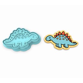 Cookie Cutter Lady Stegosaurus Cute Cookie Cutter & Stamp | Dinosaur Dino Birthday Jurassic Reptile - 5 Inches