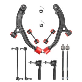Front 10pc Lower Control Arms Suspension Kit for 2001-2007 Dodge Grand Caravan Chrysler Town & Country, 2001-2003 Voyager, Upgrade Polyurethane, 4 Sway Bars Front & Rear 4 Outer & Inner Tie Rods